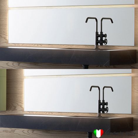 Specchio COMPAB Retroilluminato Led 35 x 140 cm - Made In Italy - 15W - Led Posteriore - Risparmio Energetico Classe A
