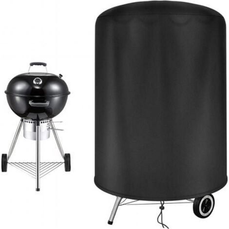 Housse de barbecue ronde imperméable pour barbecue en extérieur avec protection UV et bandes latérales coupe-vent,noire (71 x 70 (1/4)