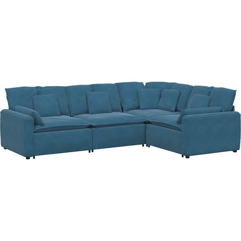 Divano Modulare con Cuscini in Velluto Blu vidaXL (1/5)