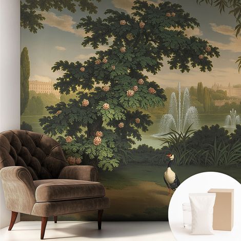 Papier peint intissé décoratif avec colle pour salon chambre et bureau Installation rapide Jardin naturel 250x250 cm (1/5)
