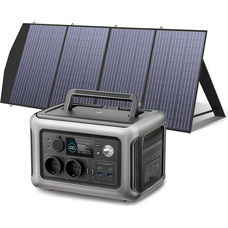 Générateur Solaire, AC Station d'alimentation Portable,2 x 600 W (Pointe 1200 W) Sortie avec Panneau Solaire 200 W, Batterie LiFePO4 ALLPOWERS R600