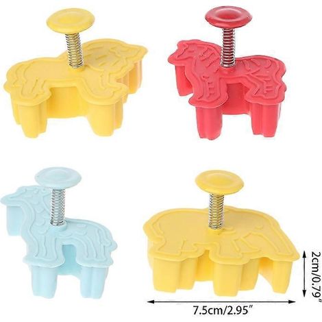 4-teiliges 3D-Tier-Keksform-Set aus Kunststoff für Fondant und Kuchen, ideal zum Ausstechen und Backen.