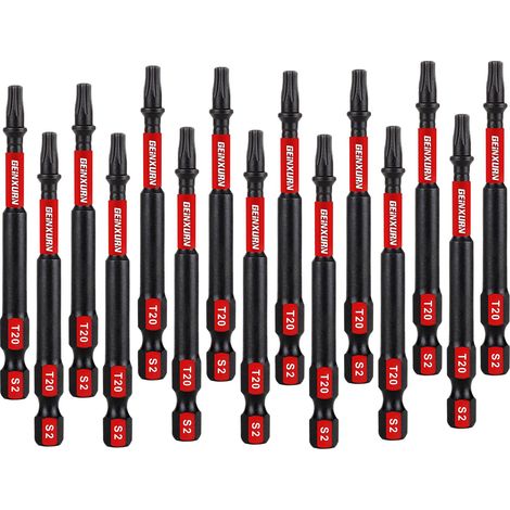 Lot de 15 Embouts de Tournevis Torx T20 75 mm de Longueur Embouts de Vissage Magnétiques Acier Allié S2 Tige 1/4" Hexagonale Étoile Torx Embout pour Visseuse (1/5)