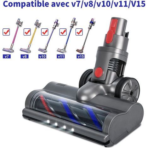 Bürste kompatibel mit Dyson v15/v11/v10/v8/v7 Staubsauger-Bürstenkopf mit 4 LED-Leuchten, rotierende Bürste für Fliesen, Hartböden, Marmor, Teppiche (1/5)