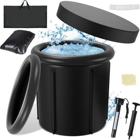 SWANEW Vasca da bagno di ghiaccio, vasca da bagno gonfiabile pieghevole con coperchio, (80cm Ø) (1/5)