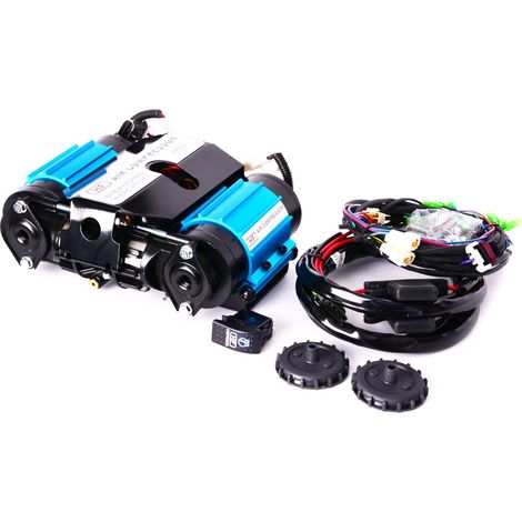 Compresseur d'air bi-tige 12V – Débit 174,3 l/min – Pression 10,3 bar – Protection surchauffe – Pour outils pneumatiques