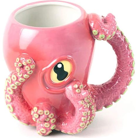 Tasse en céramique 3D en forme de pieuvre rose, nouvelle tasse faite à la main en forme de pieuvre, cadeau d'anniversaire pour les amateurs de café et de thé au lait (1/5)