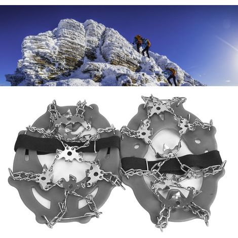 1 Paire de Griffes Universelles 19 Pointes Antidérapantes pour Chaussures, Crampons pour Randonnée et Escalade en Montagne, Gris
