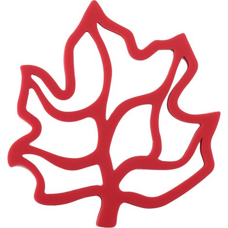 Tapis en silicone imperméable, résistant à la chaleur et antidérapant pour assiettes ou bols, en forme de feuille (rouge) (1/5)