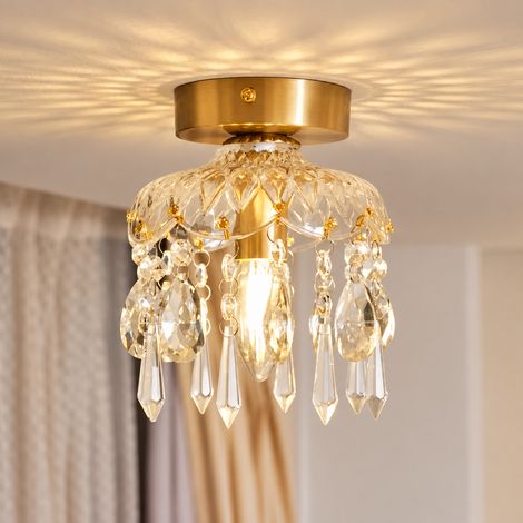 Nouveau modèle A grand plafonnier en cristal 20 cm, platine universelle pour montage en saillie ou encastré, LED lumière chaude incluse, 36 × 36 × 36 cm 2 kg – Livraison gratuite