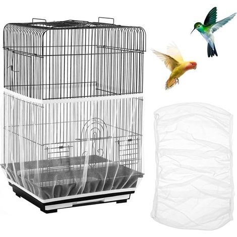 Cage Oiseaux, Housse de Cage à Oiseaux, Extensible, Convient pour 140-170 CM, Filet réglable, Blanc (1/5)