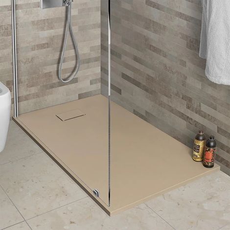 Piatto doccia 80x120 su misura serie Agorà in resina pietra tortora (1/5)