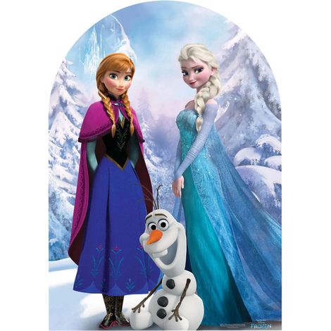 Figurine en carton Passe tête Anna et Elsa et Olaf Reine des neiges Disney -Haut 123 cm