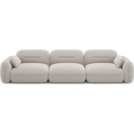 Canapé modulable 4 places en velours beige clair (1/5)