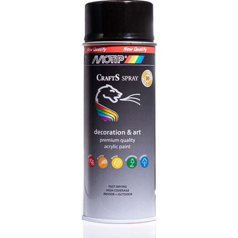 Vernice spray acrilica RAL 9005, colore nero lucido, 400 ml, per lavori creativi. (1/5)