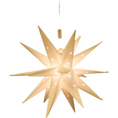 3D Weihnachtsstern Beleuchtet Fenster Batterie mit Timer - 45cm led Weihnachtsbaumspitze Stern, Leuchtstern Stern Zum Dekorieren von Weihnachtsbaum, Innenhof, Balkon Und Garten - Qijieda(White) (1/5)