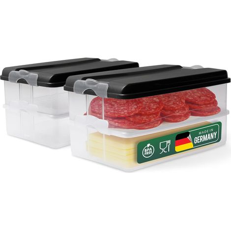 Novaliv 4x grands récipients de conservation des aliments avec 2x couvercles, empilables pour réfrigérateur et congélateur, ensemble de récipients de