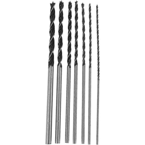 Jeu de 7 forets à bois extra longs : 4 mm, 5 mm, 6 mm, 7 mm, 8 mm, 10 mm, 12 mm et 300 mm (1/4)