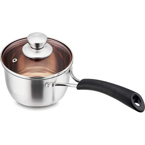 Casserole de 2 litres en acier inoxydable avec couvercle, antirouille et compatible lave-vaisselle (1/3)
