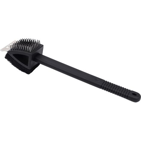 Brosse de nettoyage pour barbecue 3 en 1 – Acier inoxydable + Éponge + Manche en PP – 36 x 7 cm