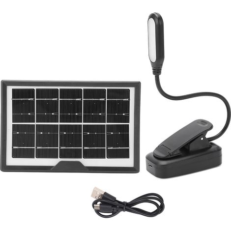 Clip sur la Lampe de Livre, Lampe à Pince Rechargeable Solaire à Base Plate 5V pour un Usage Domestique (1/5)