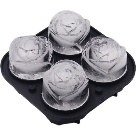 3D-Eiswürfelform in Rosenform, flexible Silikonform für einfaches Herauslösen, wiederverwendbar, schwarz (1/5)