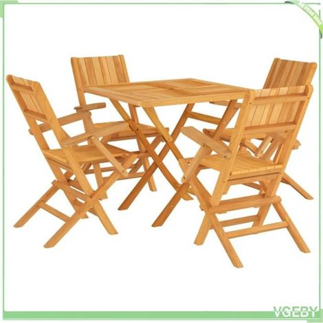 Ensemble à manger de jardin - FAFEICY - 3155039 - Bois de teck massif - Pliable - Table carrée 85x85 cm (1/5)