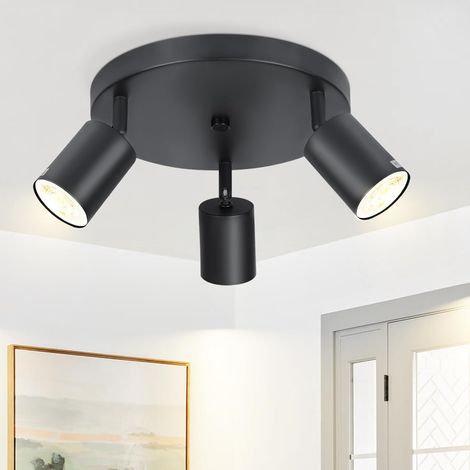 ZMH Plafonnier 3 Spots Moderne, Blanc GU10 pivotants & orientables 350°Spot de plafond Métal Plafonnier Spots pour Salon couloir chambre - Sans ampoule Max.25W (1/4)