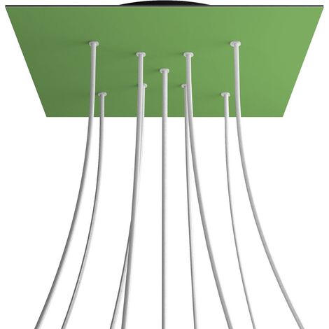 creative cables Rosone XXL Rose-One Quadrato, 400 mm con 9 Fori a X e 4 Fori Laterali - Verde Prato, Nero (1/5)