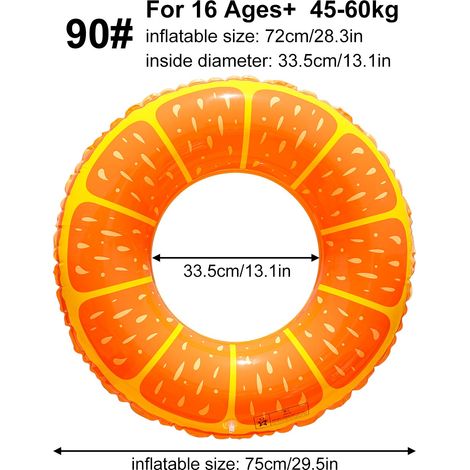 Bouée gonflable épaisse en forme d'orange (1 pièce), idéale pour la piscine et les fêtes d'été à la plage ou à la piscine. (1/5)