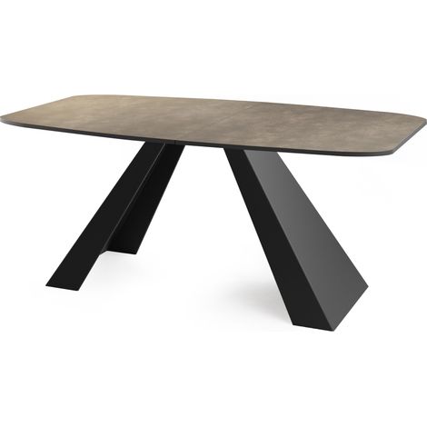 Esstisch Monte im Modern Stil, Rechteckiger Tisch - Ausziehbar von 160 cm bis 200 cm, Pulverbeschichtete Schwarze Metallbeine - 160 x 80 cm - Chicago Beton Grau