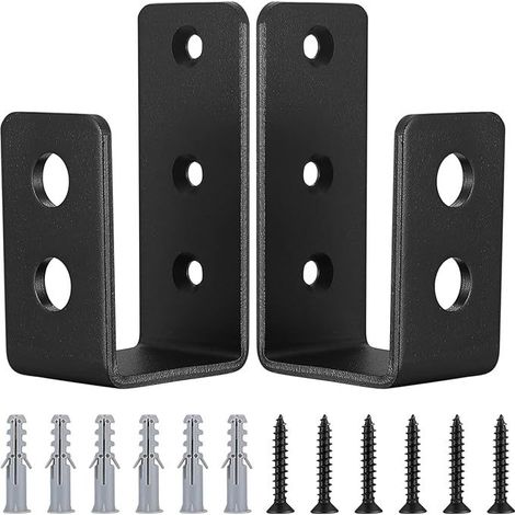 2 Pièces Supports de Porte Barre de Sécurité en Acier en Forme de U, pour Bois pour Renforcement des Portes de Sécuritét, avec Vis