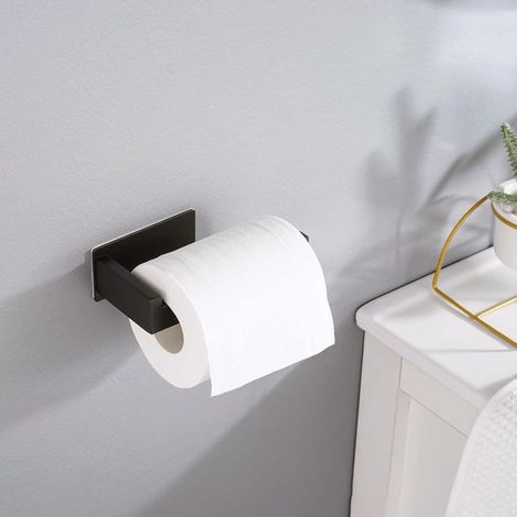 Toilettenpapierhalter, Toilettenpapierhalter ohne Bohren, Papierhandtuchhalter aus Edelstahl, Papierrollenhalter für Badezimmer, Küche (schwarz) 13 cm x 8 cm x 10 cm