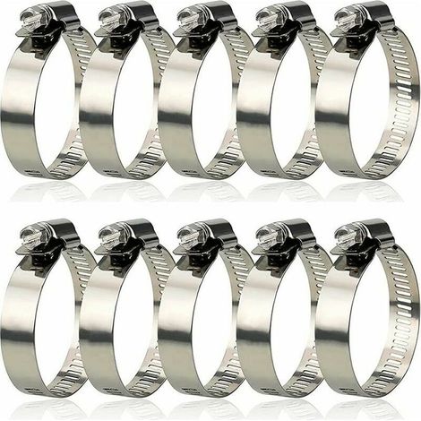 304 Collier de Serrage Inox,Collier de Serrage Métallique Diamètre Réglable de 27 à 51 mm,Collier de Serrage Pour Piscine Pour la Fixation des Tuyaux 10 Pièces, (1/5)