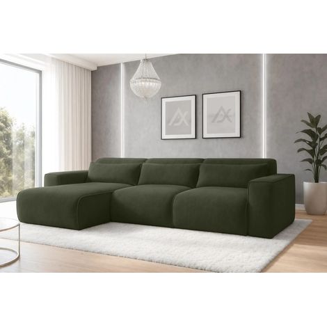 AX LIVING Wohnlandschaft mit Schlaffunktion Ruyam Eckcouch Grün L