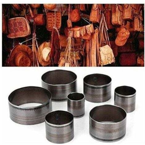 Round leather cutter, 7-piece leather cutting tools, hollow punch set, manual leather punch set, leather cutter, circular punching die, leather punch