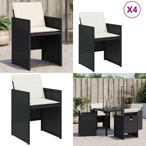 Chaises de jardin lot de 4 avec coussins noir résine tressée - Chaise De Jardin - Fauteuil De Jardin - Mobilier De Jardin - Résine Tressée - Rotin Synthétique - Home & Living (1/5)