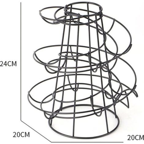 Support de distributeur d'œufs en spirale en métal pour œufs de poule support de rangement autonome en fil de fer noir (1/3)