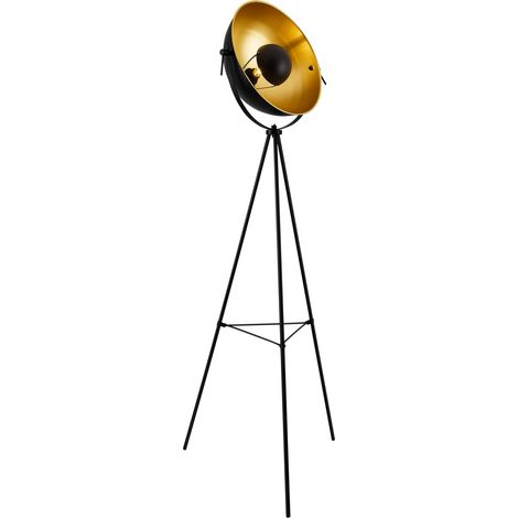 Lámpara de pie trípode moderna lámpara de pie de diseño E27 metal altura 158 cm latón negro 030005253