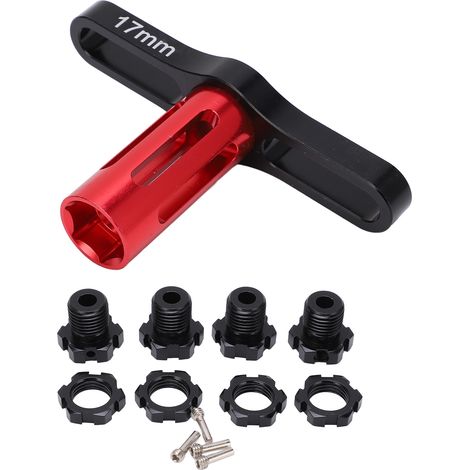 4 écrous hexagonaux de 17 mm pour moyeux de roues cannelés Traxxas 5353X EREVO Summit 1/10 RC voiture (Noir) (1/5)