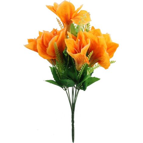 Bouquet di 9 amarilli arancioni - fiori artificiali, altezza 40 cm (1/3)