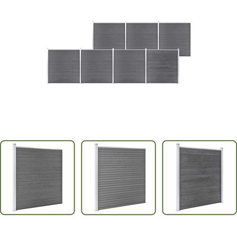 vidaXL Clôture en WPC - Clôture de jardin WPC 1218x186 cm Gris (1/5)