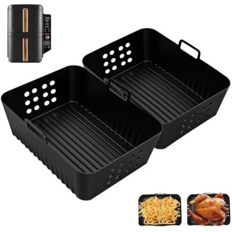 2-piece silicone air fryer mold for Ninja Foodi Dual Zone AF400EU 9.5L, air fryer accessory for Ninja Double Stack XL SL400EU, ideal as an air fryer attachment for versatile cooking