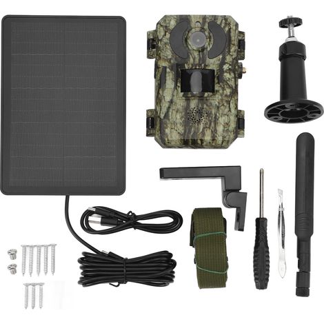 Ortviai Caméra de chasse solaire 2K étanche, détection de mouvement en 0,2 s, vision nocturne infrarouge et 4G LTE pour extérieur