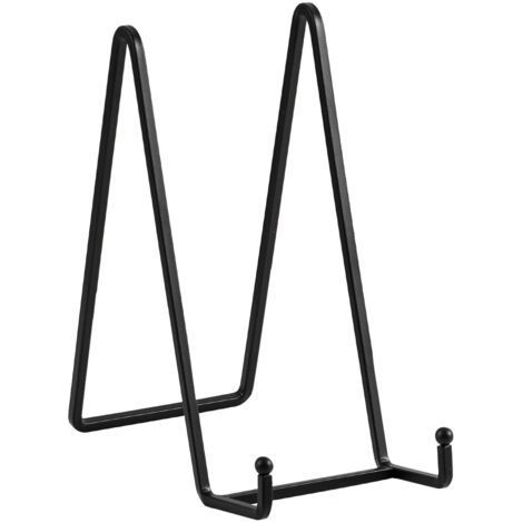 Chevalet porte-assiettes – Support décoratif en métal noir – Présentoir pour photos, plaques, livres de cuisine, cartes postales, CD ou œuvres d'art – 20,5 cm (1/3)