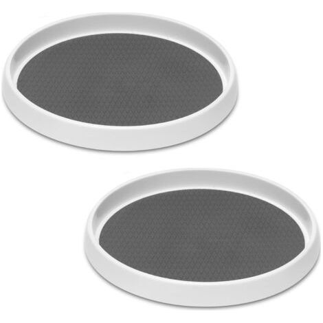 2pcs Off White Storage Turntable 30 x 30 x 4.5cm, for Cabinet, Storage, Bathroom, Refrigerator, Kitchen (1/5)