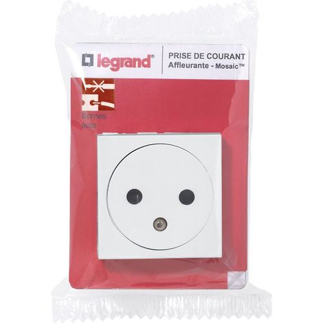 Legrand – Prise de courant 2P+T 16A – Installation encastrée – Design à fleur de mur – Compatible Mosaic (1/10)