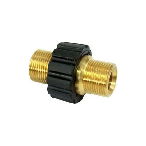 Raccord rapide pour tuyau (diamètre 15 mm), adaptateur double mâle M22 x 1,5 pour nettoyeur haute pression, compatible avec les tuyaux de nettoyeurs haute pression Karcher, Karcher HD et HDs (1/4)