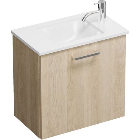 Burg Eqio Mineralguss-WT+WT-Unterschrank Eiche Dekor Cashmere/Alpinweiß GRP95