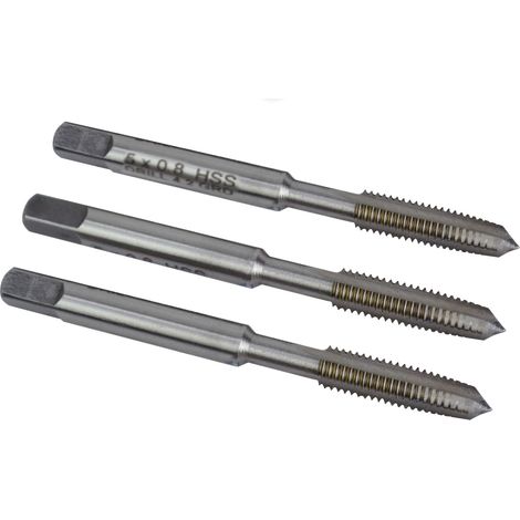 Faithfull HSS Straight Flute Tap Set (M5 x 0.8, 3 Pieces) for Precision Thread Cutting
